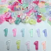 Transfronterizo Nuevo Cristal Luminoso Aurora Letras Digitales Hecho a Mano DIY Accesorios para Manicura Joyería de Uñas de Resina Venta al por Mayor