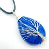 Colar com Pingente Árvore da Vida em Fio Envolto, Pingente Gota d'Água de Cristal Agata Misto de Pedra Natural, Acessórios Decorativos, Acessórios Ecológicos