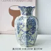 Porcelana Azul y Blanco China de Alta Gama Retro Entrada Jarrón de Cerámica Hogar Sala de Estar Arreglo Floral Adornos Decorativos Flores Frescas Hidropónicas