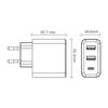Cargador europeo de nitruro de galio 38W 1C2A multiprotocolo PD20W + QC3.0 + doble A multipuerto inteligente independiente