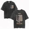 Anime Europeo y Americano Transfronterizo Retro Mangas Cortas de Cinco Puntas Camiseta