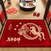 Novo Tapete de Entrada Estilo Chinês 2026 Ano do Cavalo Festivo Doméstico Antiderrapante Tapete Vermelho para Porta Tapete de Entrada