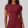 Camiseta de Yoga Versátil de Manga Curta com Gola Redonda de Secagem Rápida Transfronteiriça para Corrida ao Ar Livre, Esportes, Fitness, Modeladora