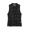 Comercio Exterior Transfronterizo Nueva Ropa de Verano para Mujer Estilo Europeo y Americano Moda Chaleco con Adorno de Nudo de Cuerda Encaje en Relieve