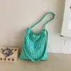 Bolso de Hombro Vertical a Rayas Estilo Coreano Ins, Bolso de Compras Casual de Lona de Gran Capacidad, Bolso Tote de Moda para Estudiante