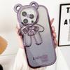 Funda de Teléfono Apple 17Promax con Purpurina Galvanizada iPhone16 Oso de la Suerte con Soporte 15 Correa de Dibujos Animados 14 Funda Suave