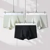 [Cuidado Cordyceps] 120S Novo Estilo Cueca Boxer Masculina com Seda de Leite, Forro Antibacteriano 100A, Roupa Íntima Sem Costura de Seda Gelada para Homens