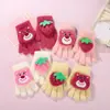 Guantes Gruesos de Invierno para Niños, Lindos de Dibujos Animados, Cálidos y a Prueba de Frío, Suaves y Amigables con la Piel, Oso Fresa, para Bebé, para Exteriores