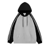 Sudadera con Capucha de Algodón Compuesto de Seda de Leche Rayada de Manga Raglán para Hombre Nueva de Otoño 2024 Moda Casual Tendencia para Hombres y Mujeres