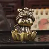 Latón Puro Cabeza de Serpiente Adorno para la Cabeza Sombrero de Danza del León Serpiente Loto Linda Adornos para Mesa de Café Sala de Estar Serpiente Año Nuevo Daji Decoraciones de Escritorio