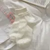 Calcetines JK Estilo Ballet para Mujer, Calcetines Cortos de Encaje Hueco Transpirables Finos de Verano Estilo Miu, Calcetines Cortos de Color Sólido con Lazo