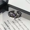 Anillo Abierto Retro Elegante Vid Oscura Rosa Diamante Morado Pétalo Nicho Gama Alta Simple Estilo Ins