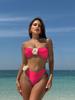 Biquíni Sexy de Cor Sólida com Decote Halter Floral Dupla Face Novo Estilo Europeu e Americano 2026 Roupa de Banho Feminina para Praia