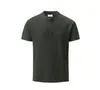 Camiseta Masculina Manga Curta Gola Henry, Tecido Waffle, Corte 3D Sob Medida, Confortável, Respirável, Elástica, Casual, Camiseta Moderna