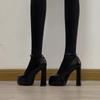 Sapatos de Salto Alto com Plataforma Impermeáveis Estilo Europeu e Americano para Mulheres, Lançamento Primavera 2026, Mary Janes de Salto Grosso com Bico Baixo
