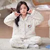 Pijama Infantil de Franela para Niñas, Otoño/Invierno, con Terciopelo Plus, Más Grueso, para Niños Mayores, Vellón de Coral, Niños Bebés, Conjunto de Ropa para el Hogar