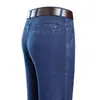 Jeans Masculino Casual de Outono Novo, Jeans Reto Stretch, Calça Jeans Masculina Longa, Calças Tendência Lavadas