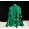 Camisa de estilo chino verde pesada de estilo nacional para mujer, primavera y verano, nueva, retro, con hebilla, elegante camisa de manga larga de seda morera