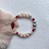 Nuevo Estilo Chino Ojal de Gato Pulsera de Ágata Roja Alto Valor de Belleza Lujo Ligero Nicho Exquisito Fresco Guofeng Año Nuevo Pieza de Mano con Cuentas
