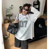 Camiseta Estilo Jersey de Malla Blanca Retro Americana para Hombre, Parche Termoadhesivo, Estilo Juvenil Ins, Corte Holgado, Mangas Largas Normales