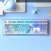 Teclado Mecánico Inalámbrico Bluetooth de Tres Modos 108 Teclas Grabado Lateral Eje Azul Silencioso para Gaming E-Sports Femenino Oficina 75