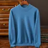 Nuevo Suéter de Lana Australiana de Cuello Redondo para Hombre de Primavera y Otoño Top Casual Camiseta Base de Color Sólido Suéter de Punto Versátil para Hombre