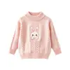 Suéter de Punto para Niña Otoño-Invierno Cuello Redondo Estilo Nuevo Capa Interior Abrigo Infantil Conejo Suave Elegante Cálido Superior para Niñas