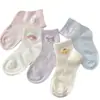 Calcetines Finos de Verano para Niñas, Calcetines Cortos de Malla sin Costuras de Dibujos Animados para Niñas, Calcetines de Verano para Niños Mayores, Bebé Clase A