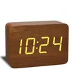 Despertador LED de Madeira, Relógio Digital Multifuncional de Mesa Controlado por Voz, Relógio de Madeira Específico para Estudantes, Relógio de Madeira Maciça, Relógio de Mesa