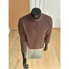 Nuevo producto de otoño: Camiseta base de punto con cuello alto pequeño y cremallera estilo old money, camiseta de manga larga, top pullover casual holgado