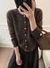 Suéter Cardigan de Punto Suave y Cálido para Mujer, Estilo Nuevo Otoño/Invierno 2026, 100% Lana Cepillada, Cuello Redondo, Ropa de Abrigo