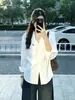 Camisa Blanca de Manga Larga con Cuello en V y Bordado de Letras Sencillo 2026 Primavera Holgada Casual Elegante Camisa Ropa de Trabajo Top