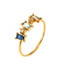 Anel Geométrico Vintage Colorido de Zircônia para Mulheres, Venda Quente Transfronteiriça, Ouro 18K, Não Desbota, Joias de Aço Titânio de Nicho de Alto Padrão