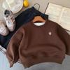 [Oferta especial] Sudadera polar bordada con dibujos animados para niños pequeños, estilo coreano, cuello redondo, invierno 2025