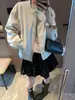 Moqie Songchi Bloque Estilo Coreano Cuello Redondo Simple Holgada Versátil Petite Chaqueta Corta Exterior MQ2021