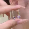 Pendientes de Mariposa Morada Diseño de Nicho Exquisitos Versátiles Pendientes de Zirconia Estrella de Alta Gama Pendientes para Mujer