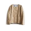 Chaqueta acolchada ligera versátil suelta casual de cuello redondo simple artística estilo japonés cómoda de algodón fino compuesto cálida para mujer