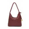Bolso de hombro tejido a mano de cuero suave texturizado con diseño de gran capacidad, bolso tote casual vintage para el día a día