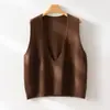 Chaleco de Lana Merino Pura Australiana con Cuello en V, Chaleco de Punto Versátil para Superponer, Chaleco de Lana para Mujer
