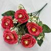 5 Garfo Primavera coração de arroz amarelo peônia buquê artificial fábrica direto novo casamento falso flor de seda artesanal atacado