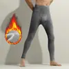 Calzoncillos largos para hombre de algodón puro finos para abrigar ajustados de cintura alta pantalones de otoño e invierno pantalones con soporte para la cintura