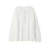 Gola Henley! Blusa Pulôver Feminina Elegante de Tricô de Manga Comprida, Blusa Básica Fina Nova Moda 2025