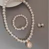Novo europeu e americano liga amor crianças colar pérola colar pulseira amor estrelas contas coloridas joias conjunto
