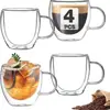 Taza de espresso al por mayor vidrio resistente al calor taza de doble pared taza de té de flores engrosada taza de agua taza de vidrio para el hogar engrosada resistente al calor