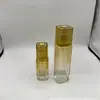 Frascos cosméticos quadrados de alta qualidade na cor âmbar dourado, frascos para loção e creme, conjunto completo de materiais de embalagem disponível em estoque, amostras grátis disponíveis
