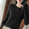 Blusa Térmica Manga Longa de Inverno Feminina Cross-border Nova Malha Renda Fio Cardado Suéter 2025 Gola Redonda Outono/Inverno