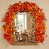 Colgante de Pared Hoja de Arce Enredadera Calabaza de Otoño Decoración Escena Festival de la Cosecha de Acción de Gracias Colgador de Puerta Corona Simulada