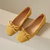 Zapatos de mujer talla grande 35-44 43 nuevos zapatos con lazo mujer 42 estilo coreano punta cuadrada boca baja planos zapatos de tela de guisante 41