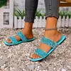 Sandalias planas de verano casuales para mujer, de punta abierta, con lentejuelas y punta redonda, talla grande