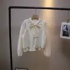 [Bizheng] Otoño 2025 Nuevo Estilo Coreano Dulce Elegante Camisa de Manga Larga con Cordones Chaleco Tejido Conjunto de Dos Piezas para Mujer 4781
